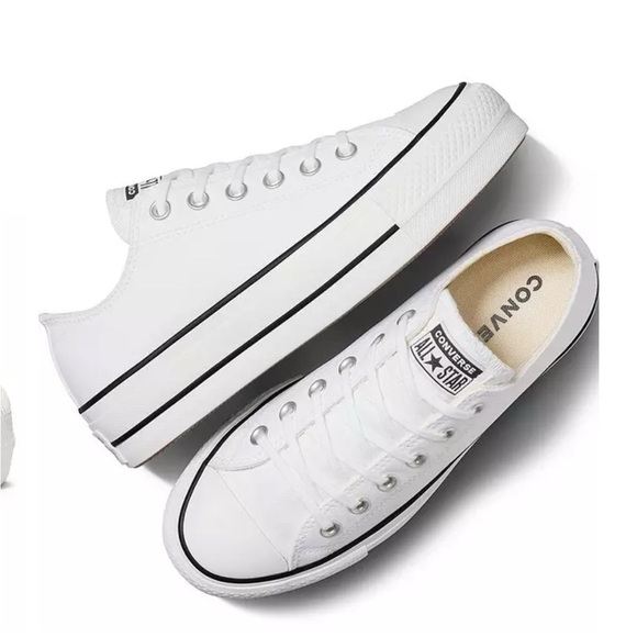 Converse Women's Classic leather White Low-Top Sneakers - Picture 3 of 9